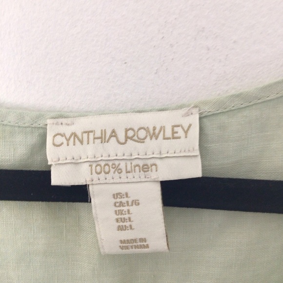 Cynthia Rowley linen top women green ruffle peplum sleeveless large feminine - Picture 2 of 5